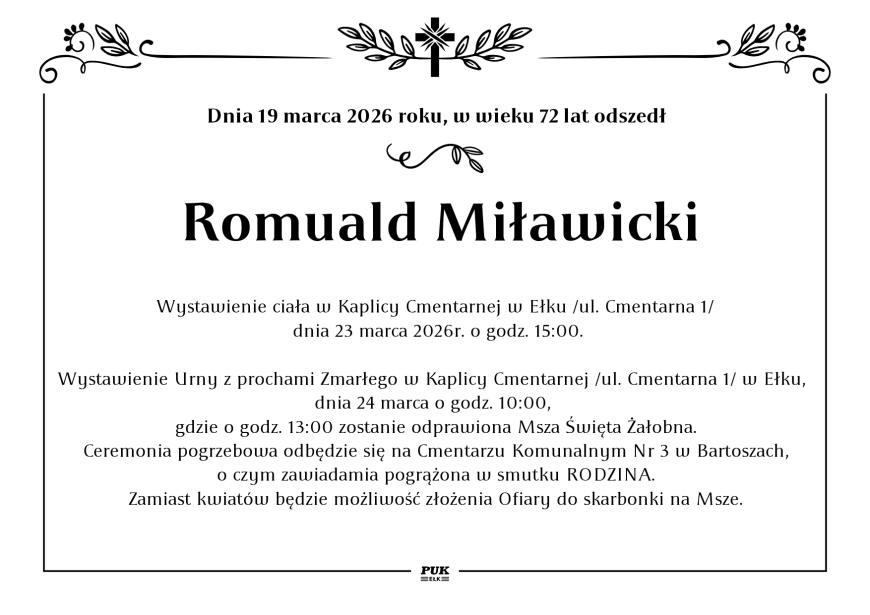 Romuald Miławicki - nekrolog